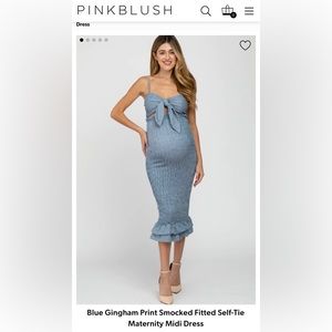 COPY - Pink Blush Blue Gingham Maternity Midi- Size Small